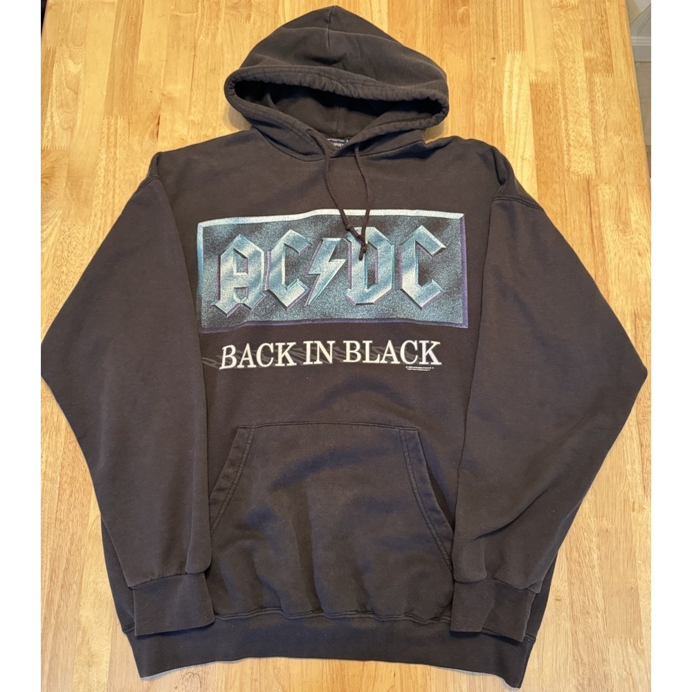 Vintage AC/DC Back in Black 1996 Rock Band Mens Hoodie Size Large